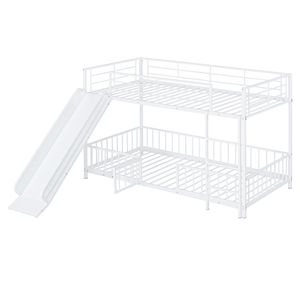 Lit superposé en métal blanc pour enfants, taille double, avec glissière et barrières de sécurité - Product Image 6