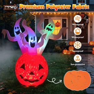 Zucca Gonfiabile da 6 Piedi con Luci Colorate e Corde Antivento per Halloween - Product Image 6