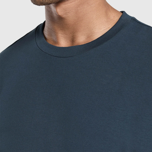 Camiseta de Manga Corta para Hombre, Cuello Redondo, Color Azul Marino, Corte Regular, Estilo Jersey Informal, 100% Algodón - Product Image 5