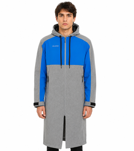 New Unisex Swimming Parka <b>Waterproof</b> Windproof <b>Long</b> Coat Fleece Lined Wave Print Zipper Closure Swim Team Training <b>Jacket</b> Hot - Product Image 1