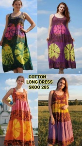 Women's Trendy Boho Casual <b>Summer</b> <b>Dress</b> 100% Cotton Long <b>Sleeveless</b> Notched Neckline Modern Fit Flared Hem Eco-Friendly Simple - Product Image 4