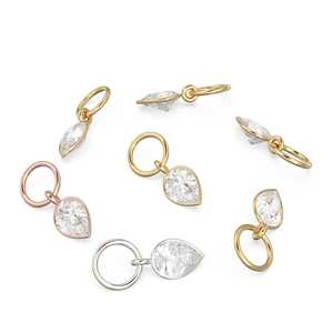 Colgante de oro macizo con cuarzo blanco de estilo minimalista, piedra de nacimiento de abril, engaste de bisel, pequeña gema blanca - Product Image 2