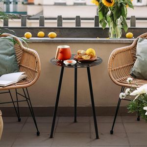 Petite table d'appoint ronde en métal, support de plantes de jardin imperméable avec revêtement en poudre, table de chevet en fer de 19,5 po de hauteur, table d'angle extérieure - Product Image 5