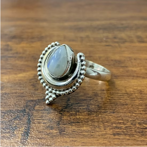 Trendy Handmade <b>Solid</b> 925 Sterling <b>Silver</b> Teardrop Moonstone Ring Designer Jewelry Collection JAIPUR <b>SILVER</b> - Product Image 2