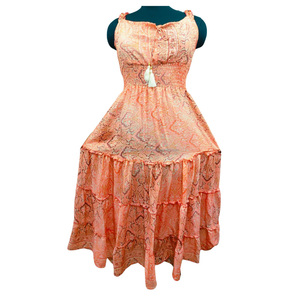 Dernière robe longue en tissu doux avec manches courtes brodées robe parapluie longue imprimée à la mode robe parapluie une pièce - Product Image 3