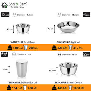 64 PCS Shiny Stainless Steel <b>Dinnerware</b> Set for 6 People Signature Collection - Product Image 5