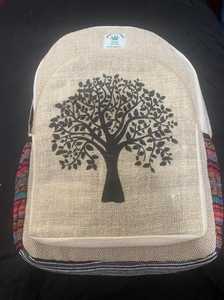 Mochila Casual Unisex de Mezcla de Algodón y Cáñamo, Antirrobo, con Cierre de Cordón, Correa de Hombro Arqueada, Rayas, Menos de 22L, 15-20kg - Product Image 2