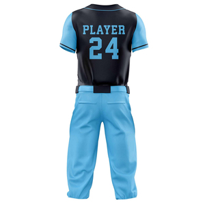 Conjunto de Uniforme de Béisbol Sublimado Personalizado, Jersey de Manga Corta y Pantalones para Hombre, Color Azul y Negro con Bloques de Color, Absorbe la Humedad, Corte Regular - Product Image 6