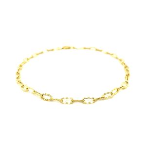 Cavigliera in oro giallo 14k con maglie ovali piatte martellate - Componenti e accessori per gioielli - Product Image 2