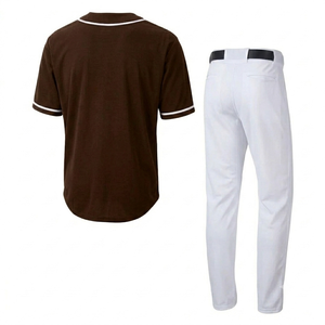 Ensemble uniforme de baseball marron personnalisé pour hommes, maillot à manches courtes avec pantalon, nom d'équipe personnalisé, vêtements de sport, maille respirante, athlétique - Product Image 2