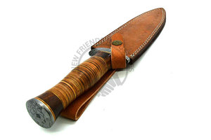 Couteau de chasse en acier Damas à lame fixe, couteau multi-usage avec manche en os de chameau coloré pour la randonnée, le camping et la survie - Product Image 5