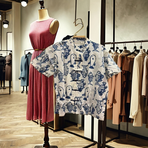 Camisa Holgada y Transpirable con Estampado Floral, Lavable, de Manga Corta, Estilo Casual, para Vacaciones, Hecha a Mano en India, de Algodón, Larga hasta el Suelo - Product Image 3