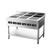 Cuisinière à induction commerciale à 6 brûleurs, cuisinière à induction électrique en acier inoxydable pour restaurant, hôtel, cuisine commerciale