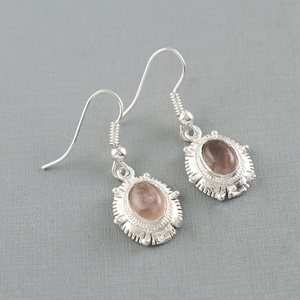 Artistry Design 925 Sterling Silver Dangle Earring Natural Rose Quartz Drop Earrings Custom Wholesale Jewelry Manufacturer - Product Image 1