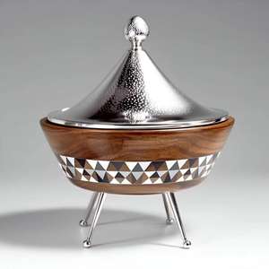 Chauffe-plat en nickel métallique avec couvercle martelé, décoration de table Ramadan, cocotte alimentaire - Product Image 4