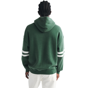 Sweat à capuche vert personnalisé pour homme, style universitaire, manches rayées, logo d'équipe, streetwear, fabricant OEM, marque privée, fournisseur en gros - Product Image 4