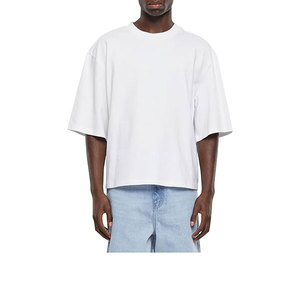 T-shirt unisexe à manches courtes en coton tricoté de haute qualité, 100 % coton, logo personnalisé, prix bas, col rond, respirant, 240g - Product Image 2