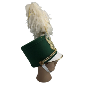 Sombreros Shako Napoleónicos Británicos Impermeables de Alta Calidad para Banda de Marcha, Hechos de Cuero Vacuno con Pluma y Placa de Latón con Águila, Casuales para Uso Diario - Product Image 4
