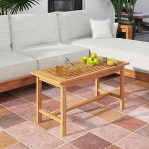 Table de patio rectangulaire élégante - Table d'appoint en teck de 36 pouces avec plateau à lattes - Meubles d'extérieur pour jardin et bord de piscine - Product Image 3