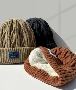 Gorro de Invierno Estilo Coreano para Mujer, Tejido, con Forro Polar Grueso, Protección para las Orejas a Prueba de Frío, Combinable con Todo, para Hombre - Product Image 1