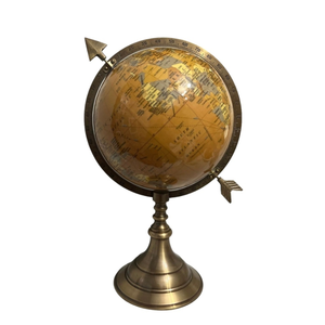 ลูกโลกตั้งโต๊ะตกแต่งพร้อมฐานทองเหลืองและลูกโลกพลาสติกสำหรับบ้านและโต๊ะทำงาน |   ลูกโลกตั้งโต๊ะสำหรับตกแต่งภายใน - Product Image 1
