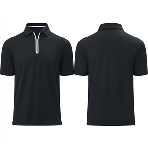 Polo à col zippé blanc pour homme personnalisé, respirant, à séchage rapide, manches courtes |   T-shirt de golf décontracté de haute qualité pour hommes - Product Image 3
