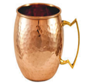 Carafe en cuivre martelé classique, d'aspect antique, avec un accent doré sur la base. Disponible au prix de gros. - Product Image 5
