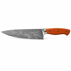 Cuchillo de Chef de Acero de Damasco Forjado a Mano con Mango de Madera Duradera, Hoja de Acero con Patrón Premium, Punta Caída, Personalizable para Cocina - Product Image 2