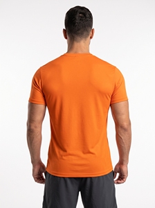Dumela Men's <b>Orange</b> Short Sleeve O-Neck Casual Solid <b>T</b>-<b>Shirt</b> Regular Fit Breathable 100% Polyester Knitted - Product Image 4