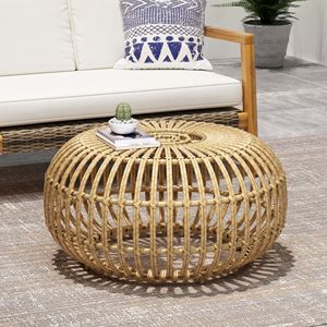 Tavolino da Caffè in Vimini Stile Boho per Esterni, Elegante e Resistente per Patio o Giardino - Product Image 3