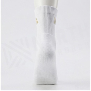 White Crew <b>Socks</b> With Gold Letter Logo Cotton <b>Breathable</b> For Adults Daily Casual Wear Summer Season - Product Image 2