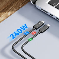 Base de Conexión EGPU para Laptop de 80 Gbps, 240 W, 5 A, 4K a 144 Hz, Carga Rápida, Cable Thunderbolt 5 Tipo-C con Doble Salida 8K HDR, Revestimiento de Nylon y PVC