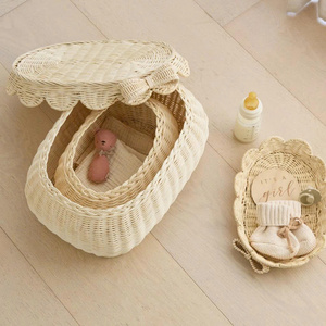 Eco Friendly Rattan <b>Storage</b> <b>Basket</b> with Lid Handwoven <b>Wicker</b> Organizer Box for Home Decor Wholesale Manufacturer OEM - Product Image 5