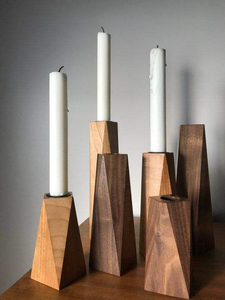 Porte-bougies en bois de manguier sculpté à la main - Style moderne - Décoration de Noël pour le salon et la cuisine - Product Image 4