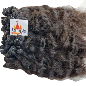 Mechones de cabello humano indio, cabello natural ondulado, sin procesar, 100%