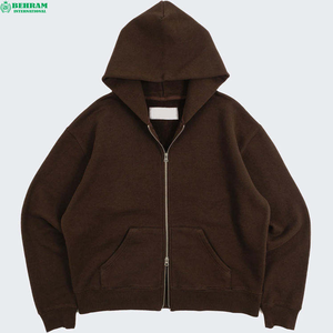 Nouveauté : Sweat-shirts à capuche unisexes 100 % coton avec fermeture éclair, quantité en gros, impression personnalisée en relief, 400 GSM, molleton fantaisie, French Terry - Product Image 6