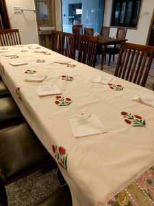 Mantel de Algodón Bordado con Flores, Rectangular, Blanco, para Mesa de Comedor, Mantel Personalizado para Hogar y Restaurante - Product Image 1