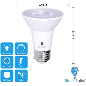 4 Pack Dimmable <b>E26</b> Base LED <b>Bulbs</b> PAR20 Flood Purple Light 8W (65Watt Equivalent) for Party Decoration Porch Home - Product Image 3
