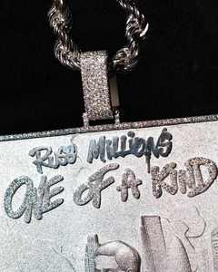 Colgante de Plata 925 con Moissanita Helada, Chapado en Rodio, Medallón Cuadrado con Letra, Joyería Hip Hop - Product Image 2