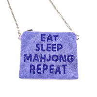 Pochette Mahjong perlée faite à la main pour femme, mini sac à main avec motif textuel, porte-monnaie zippé, sac bandoulière, mode classique, écologique, OEM