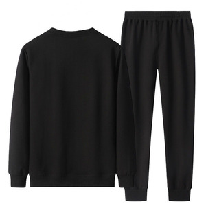 เสื้อสเวตเชิ้ตคอกลมสีดำสำหรับผู้ชายพร้อมกางเกงมีเชือกผูก แขนยาว สีพื้น โพลีเอสเตอร์ระบายอากาศได้ดี ชุดลำลองสำหรับฤดูใบไม้ร่วง - Product Image 2