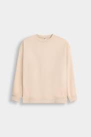 เสื้อสเวตเชิ้ตสตรีทแวร์ผู้ชายไซส์ใหญ่พิเศษ - ผ้าฟลีซเนื้อนุ่มคุณภาพสูง 100% ผ้าฝ้ายสีครีมแบบเรียบ - Product Image 3