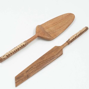 Cuchara, tenedor y cuchillo de madera para ensalada, juego de cubiertos Royal FAIZA CRAFT, ecológico y apto para lavavajillas. - Product Image 2
