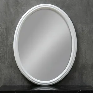 VillaOval Wall <b>Mirror</b> <b>White</b> Framed Minimalist Design Glass Thickness Bathroom Bedroom Decor - Product Image 2
