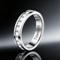Bague en titane avec sertissage en zircone, alliance fine de 4 mm pour femme, bijoux modernes en gros