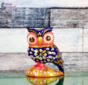 Nirmala Handicrafts Aluminium Owl Decorative Figurine Hand Painted Folk Art Home Decor Cartoon Animal Shape - Product Image 1