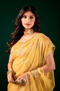 Vexotrend Indian Designer Women's <b>Satin</b> Chiffon <b>Saree</b> Beautiful Patola Design Traditional Style Wedding Diwali Party Wear - Product Image 6