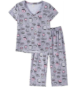 Women Tropical Print <b>Pajama</b> Set Long Sleeve Full Length Cotton Sleepwear V-Neck Button Front Casual Summer Outfit - Product Image 6