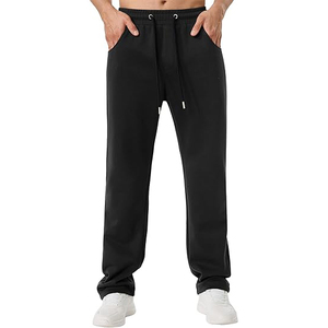Pantalon de jogging décontracté pour homme en coton gris léger et respirant, taille élastique avec cordon de serrage, poches latérales, idéal pour l'automne - Product Image 1