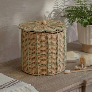 Handwoven Paper Rope <b>Storage</b> Kid Baskets Flower Shape Paper Organizer <b>Hamper</b> For Children Room Playroom Nursery - Product Image 4